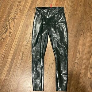 Spanx Medium green faux patent leather leggings